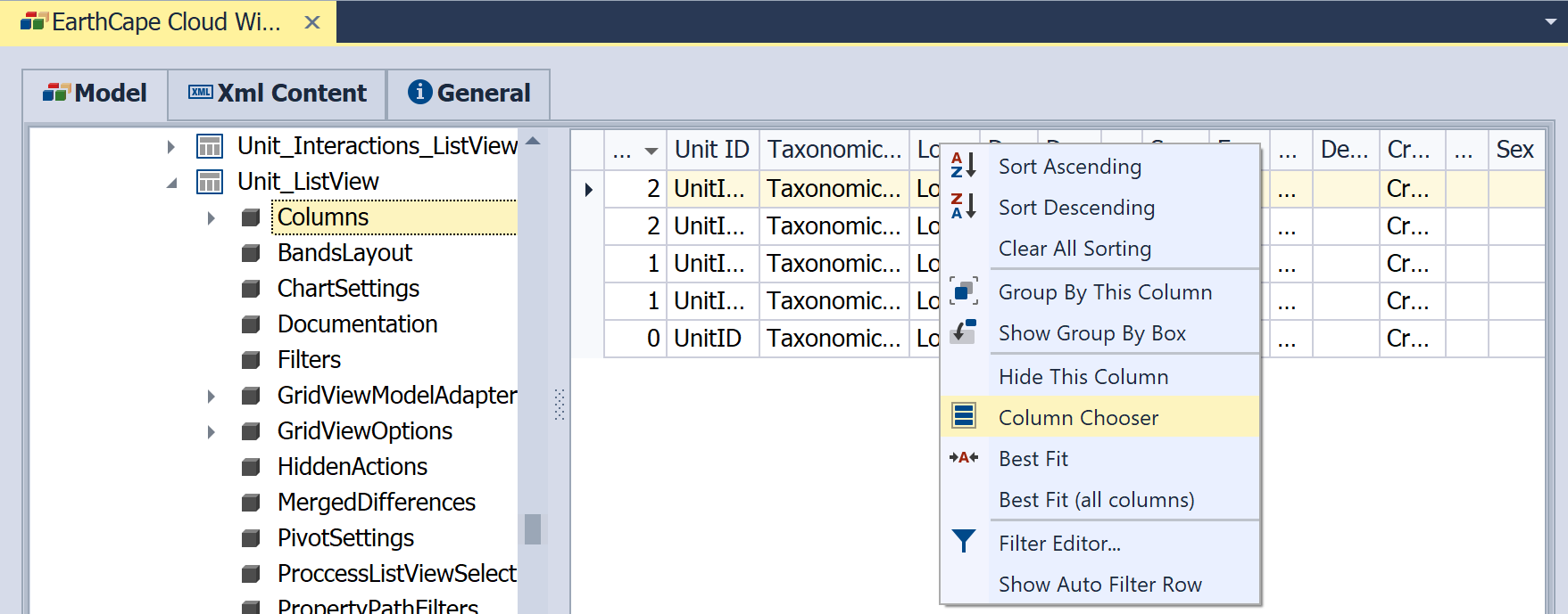 Change Field Layout and Visibility in a List View | EarthCape Documentation