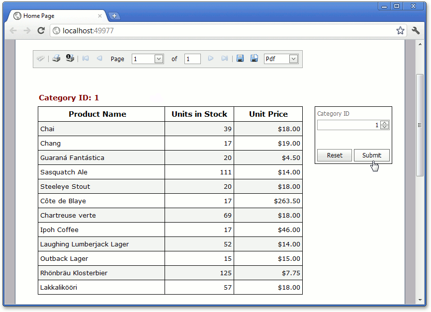 WebReportParametrs