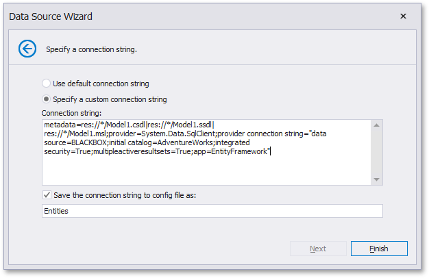 eurd-win-report-wizard-ef-datasource-specify-connection-string